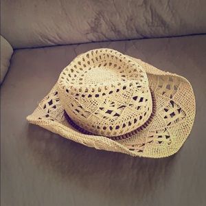 Perfect STAGECOACH Straw cowboy hat w/ wood beads!